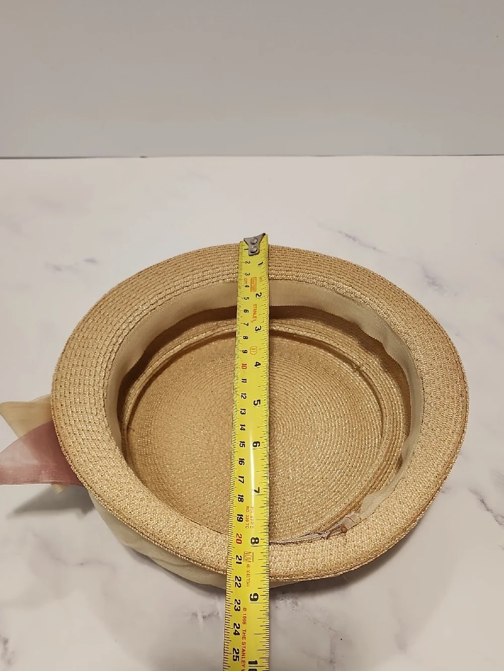 The J.L Hudson  Vintage Elegant Tan Women's Hat with Ribbon